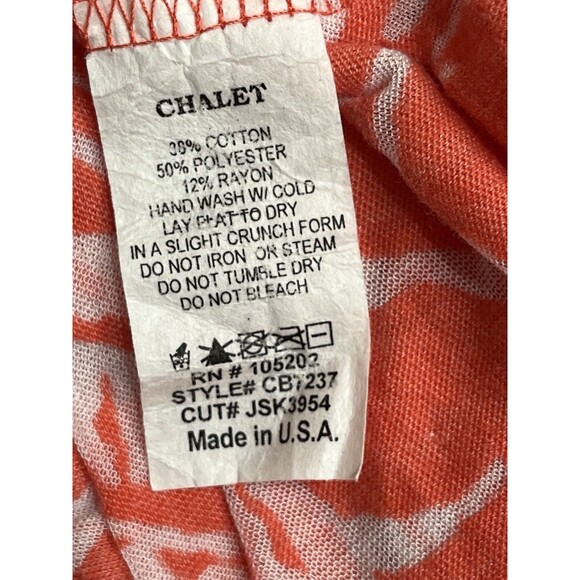 Chalet et Ceci 1X Orange Burn Out Floral Tunic Top Pocket XL Lagenlook Boho - Picture 12 of 13